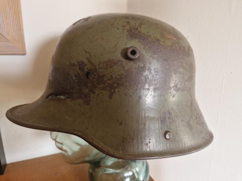 WW1 German Helmet with Battle Damage