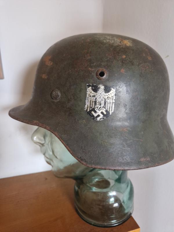 Army M35 Double Decal Battle Damaged Combat Helmet