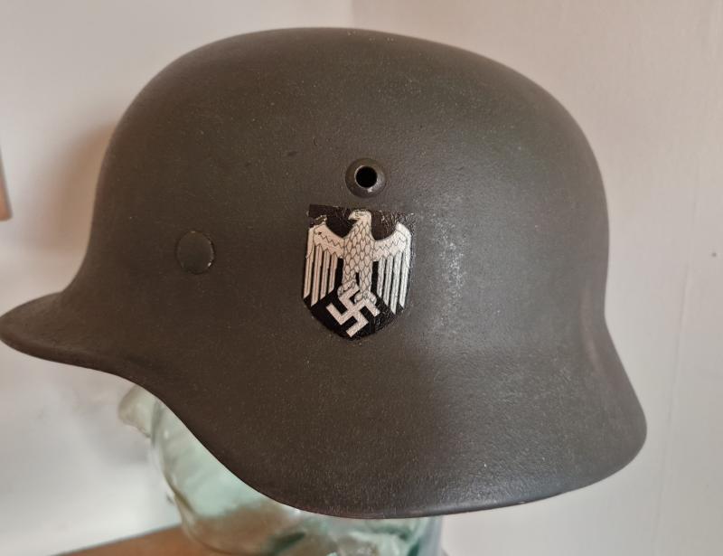 M35 German Army Helmet Repainted and Copy Decal