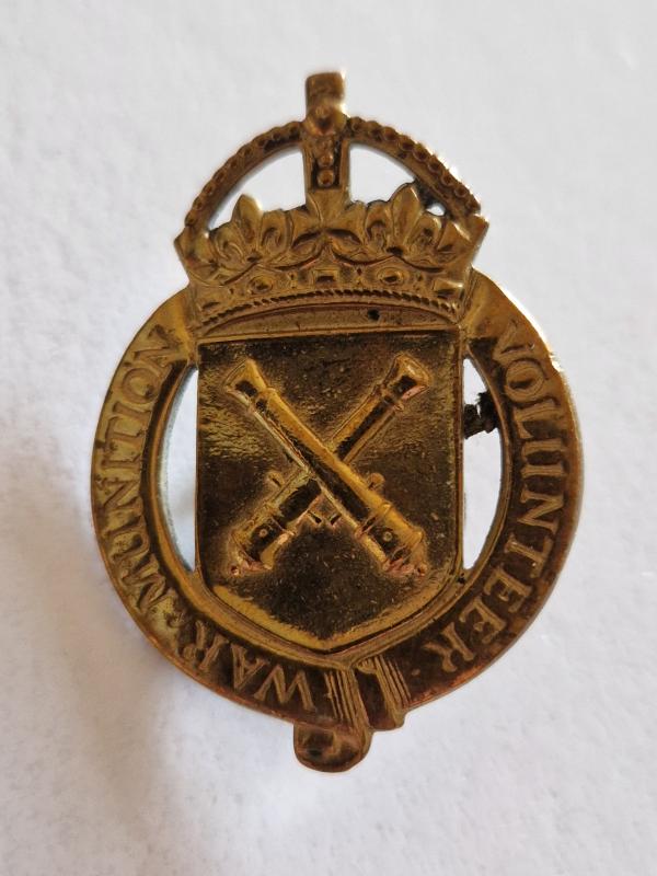 War Munitions Volunteer British WW1 Badge