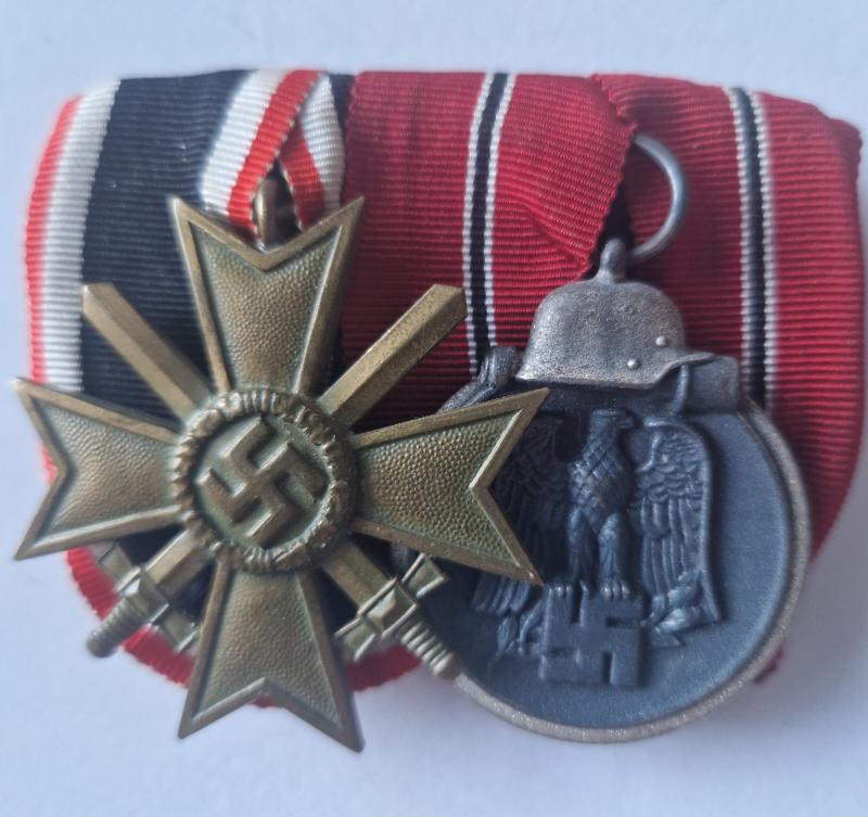 War Merit Cross With Swords 2nd Class and Russian Front  Court Mounted Pair