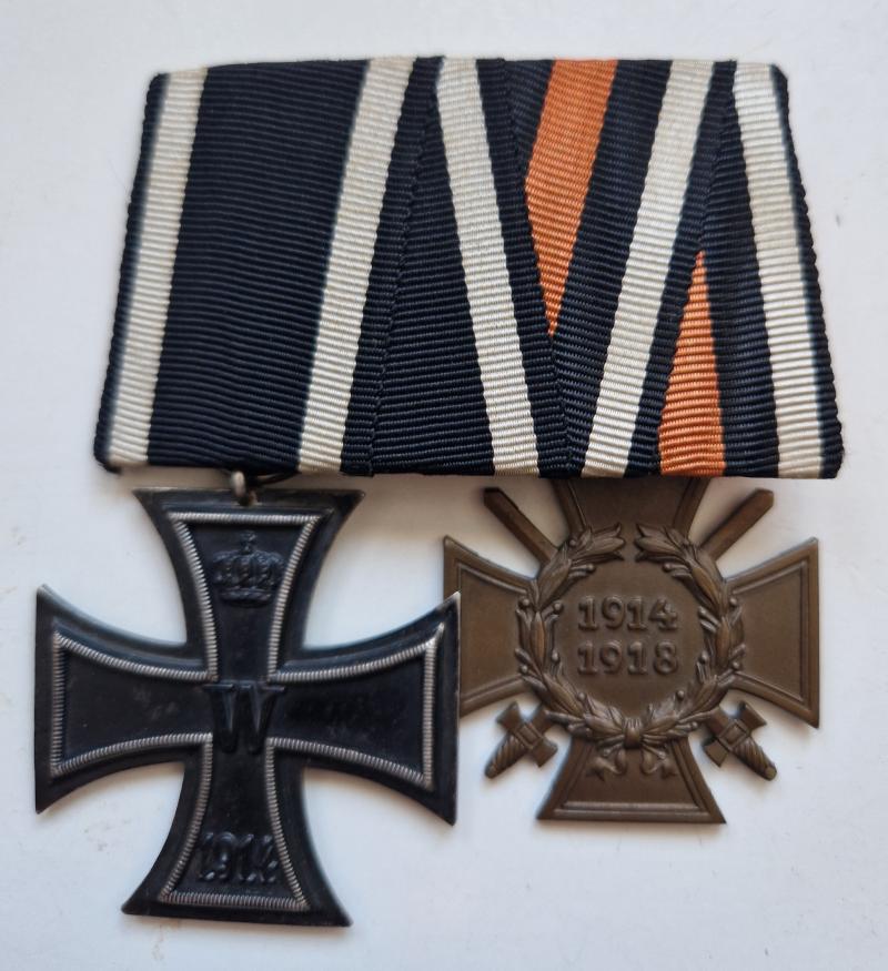 Iron Cross 2nd Class 1914 and 1914-18 Cross with Swords Mounted