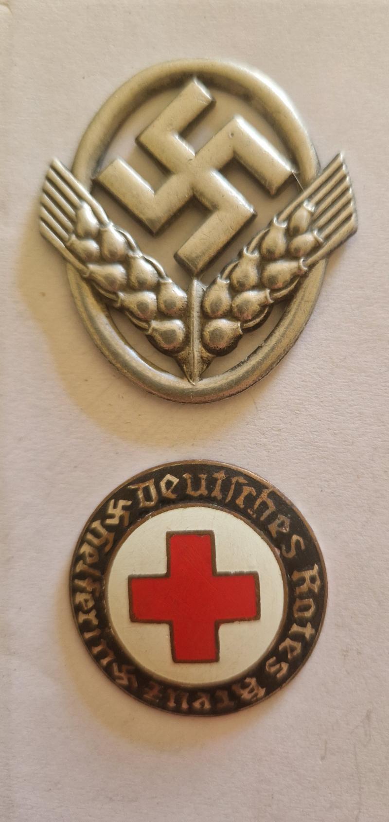 Damaged Red Cross and woman's RAD Badges